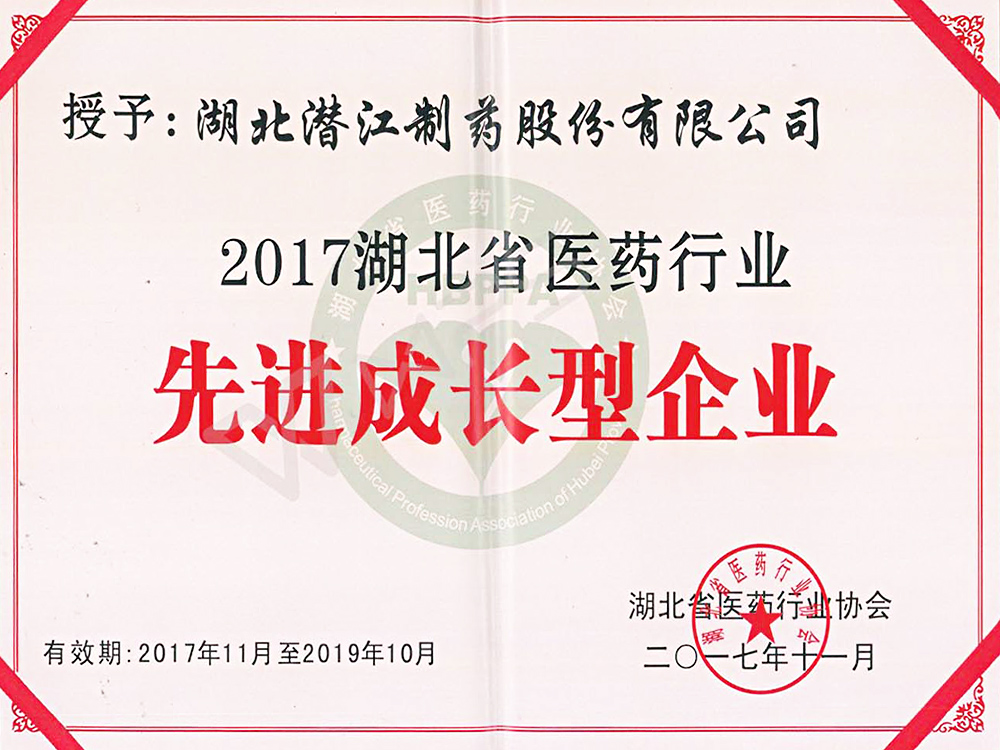 2017湖北省医药行业先进成长型企业